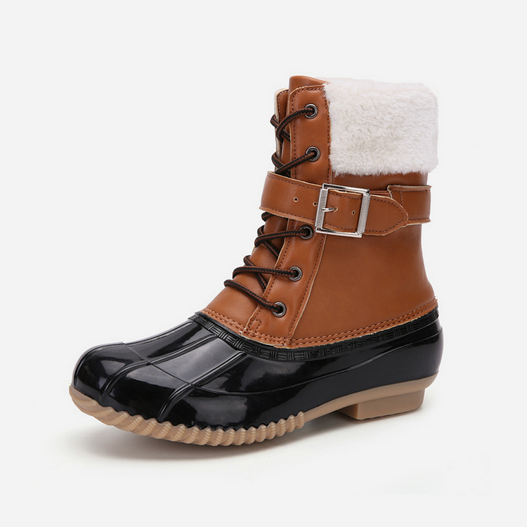 Retro Warm Faux Wool Duck Boots
