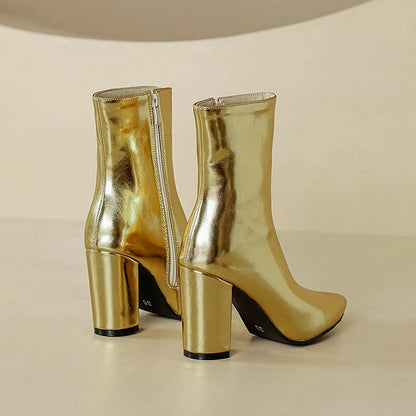Women's Gold Metallic Ankle Boots