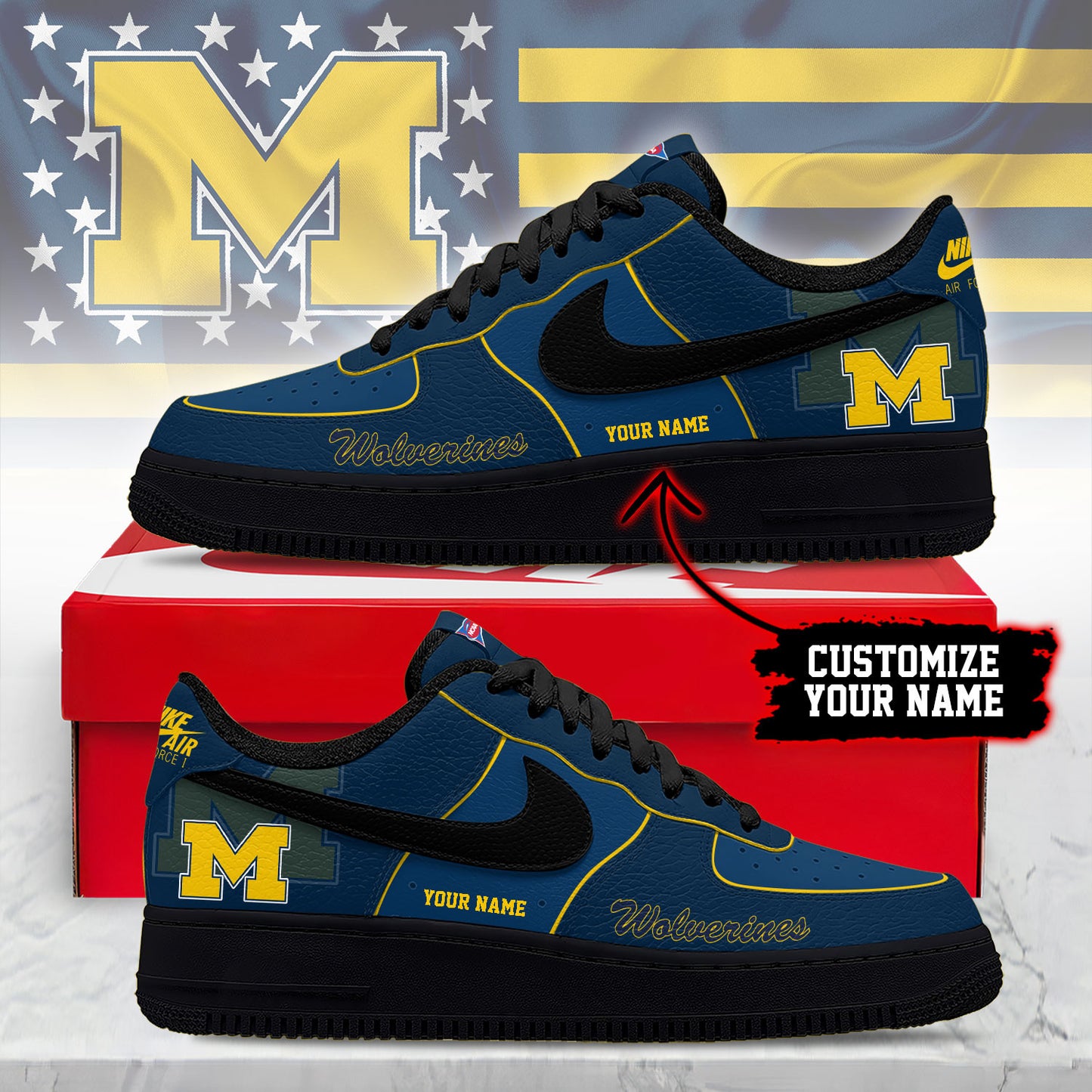 Footwearstorm Michigan Wolverines Low-Top Sneakers Shoes For Men And Women 280826