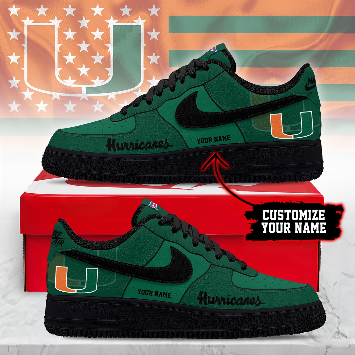 Footwearstorm Miami Hurricanes Low-Top Sneakers Shoes For Men And Women 280810