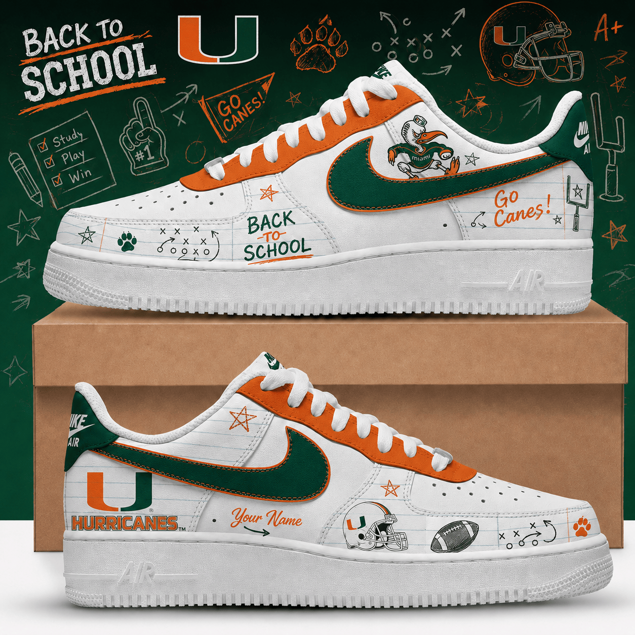 Footwearstorm Miami Hurricanes Low-Top Sneakers Shoes For Men And Women 100837