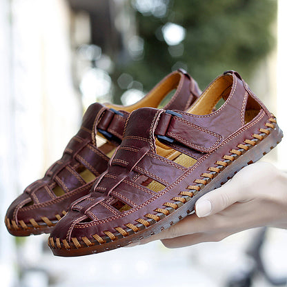 Men's Outdoor Daily Summer Hand-sewn Soft Leather Casual Sandals