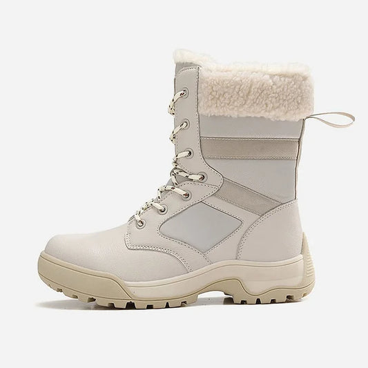 Women Anti-slip Fur Warm Waterproof Snow Boots Mid Calf