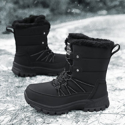 Women Anti-slip Fur Warm Waterproof Snow Boots Mid Calf