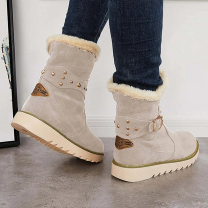 Non Slip Snow Ankle Boots Warm Fur Lined Slip on Booties
