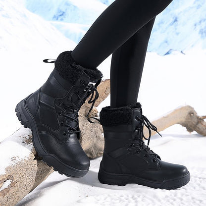 Women Anti-slip Fur Warm Waterproof Snow Boots Mid Calf