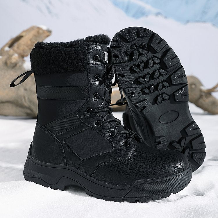 Women Anti-slip Fur Warm Waterproof Snow Boots Mid Calf