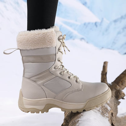Women Anti-slip Fur Warm Waterproof Snow Boots Mid Calf