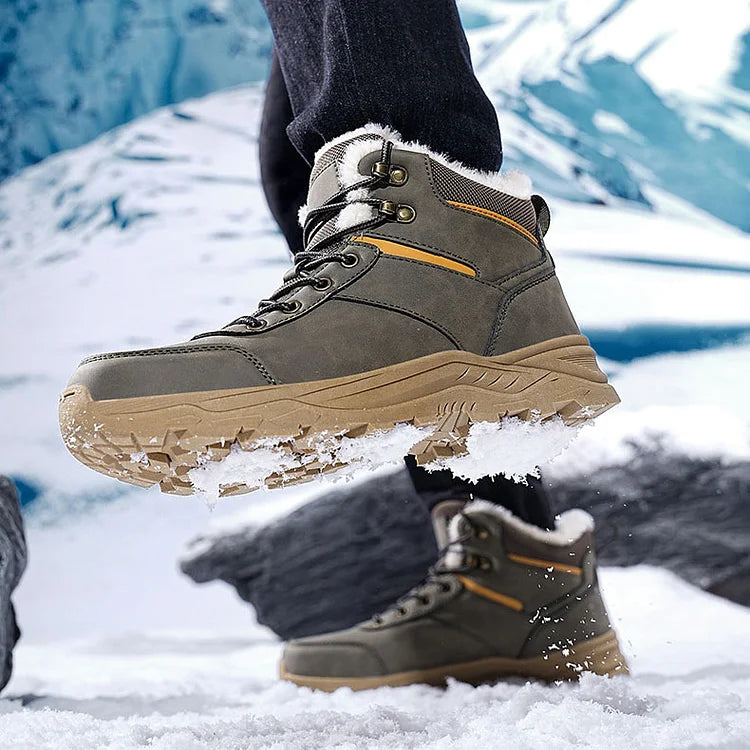 Waterproof Winter Boots Fleece-Lined Thickened Men's High-Top Snow Boots