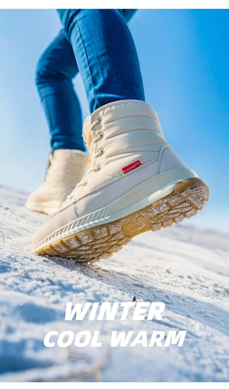 Winter Anti-Slip Velvet Lace Up Snow Boots