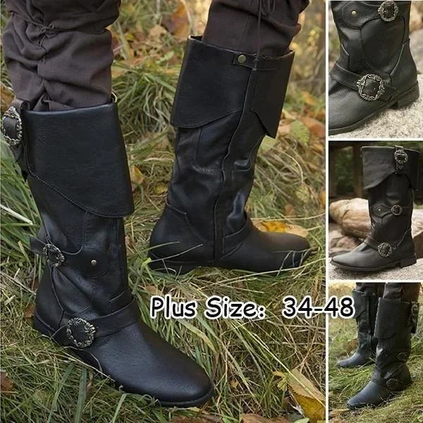 Men's Cuffed Pirate Waterproof Cosplay Tall Leather Boots