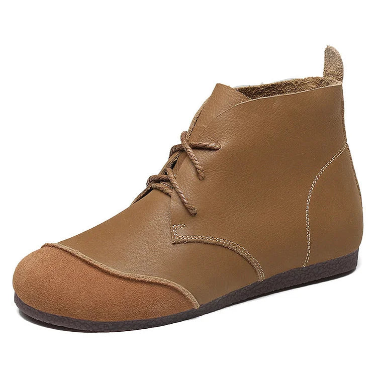 Honyy Premium Lace-Up Ankle Boots, Genuine Comfy Leather Boots