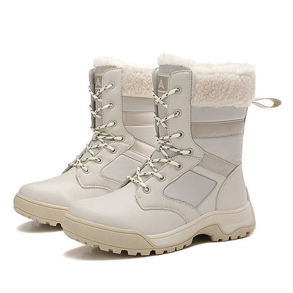 Women Anti-slip Fur Warm Waterproof Snow Boots Mid Calf