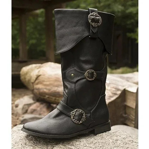 Men's Cuffed Pirate Waterproof Cosplay Tall Leather Boots