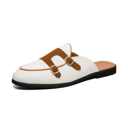 Men Modern Mules With Buckles In a Two-Colour Look