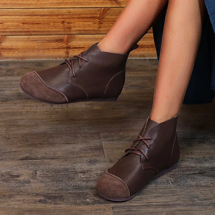 Honyy Premium Lace-Up Ankle Boots, Genuine Comfy Leather Boots