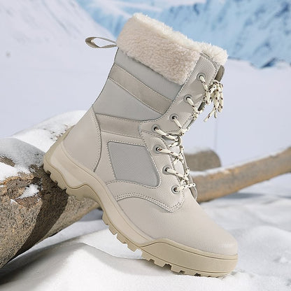 Women Anti-slip Fur Warm Waterproof Snow Boots Mid Calf