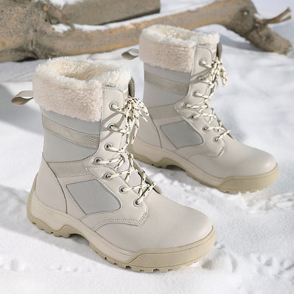 Women Anti-slip Fur Warm Waterproof Snow Boots Mid Calf