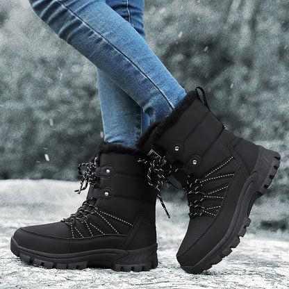 Women Anti-slip Fur Warm Waterproof Snow Boots Mid Calf