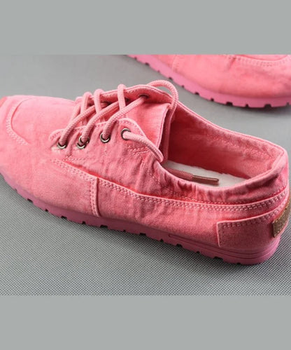 Simple Blue Cotton Fabric Flat Shoes For Women Cross Strap Flat Shoes