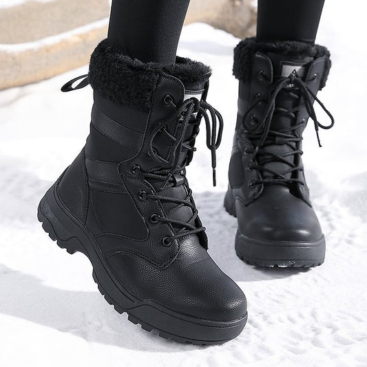 Women Anti-slip Fur Warm Waterproof Snow Boots Mid Calf