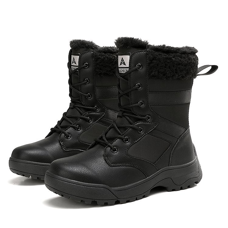 Women Anti-slip Fur Warm Waterproof Snow Boots Mid Calf