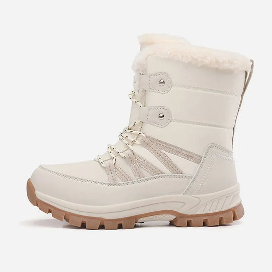 Women Anti-slip Fur Warm Waterproof Snow Boots Mid Calf