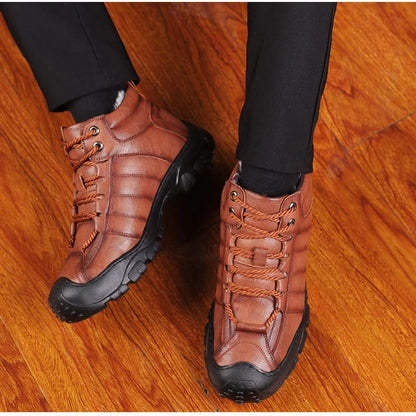 Winter Boots - Waterproof Fur Lined Leather Boots for Men