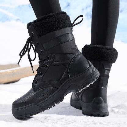 Women Anti-slip Fur Warm Waterproof Snow Boots Mid Calf