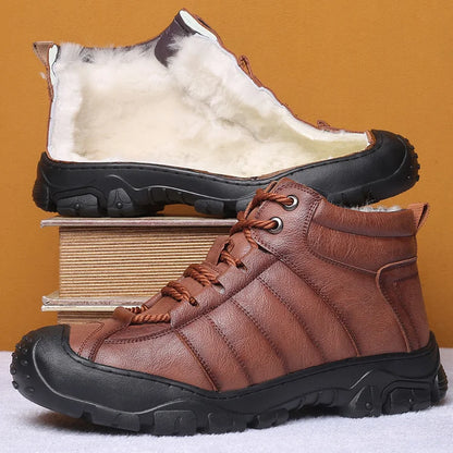 Winter Boots - Waterproof Fur Lined Leather Boots for Men