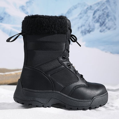 Women Anti-slip Fur Warm Waterproof Snow Boots Mid Calf