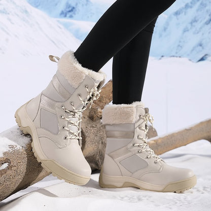 Women Anti-slip Fur Warm Waterproof Snow Boots Mid Calf