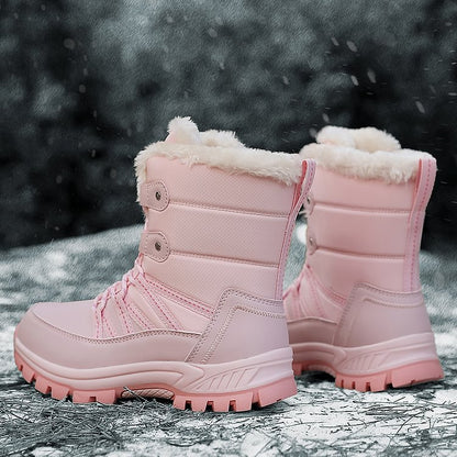 Women Anti-slip Fur Warm Waterproof Snow Boots Mid Calf