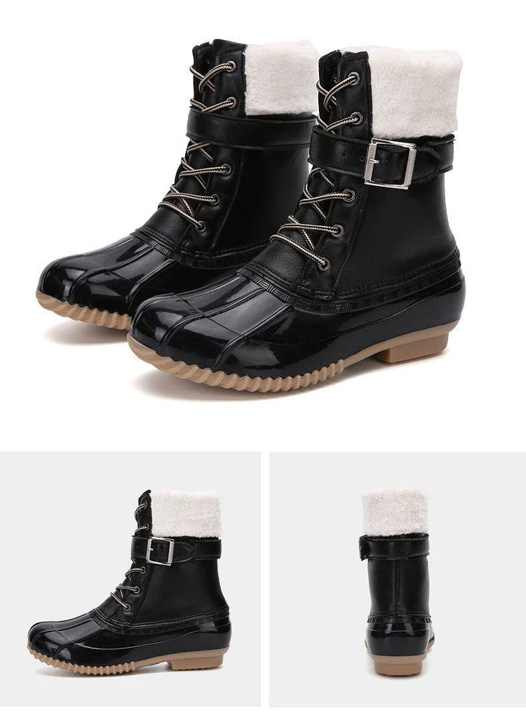 Retro Warm Faux Wool Duck Boots
