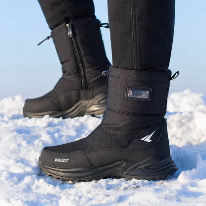 Men's winter outdoor thickened warm waterproof anti-slip high-top snow boots