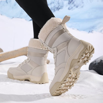 Women Anti-slip Fur Warm Waterproof Snow Boots Mid Calf