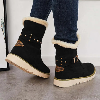 Non Slip Snow Ankle Boots Warm Fur Lined Slip on Booties