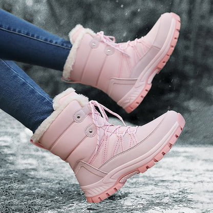 Women Anti-slip Fur Warm Waterproof Snow Boots Mid Calf