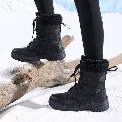 Women Anti-slip Fur Warm Waterproof Snow Boots Mid Calf