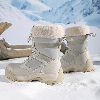 Women Anti-slip Fur Warm Waterproof Snow Boots Mid Calf