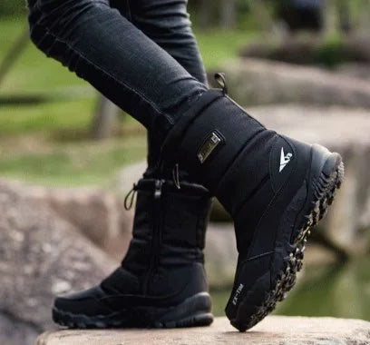 Men's Winter Outdoor Thickened Warm Waterproof Anti-Slip High-Top Snow Boots