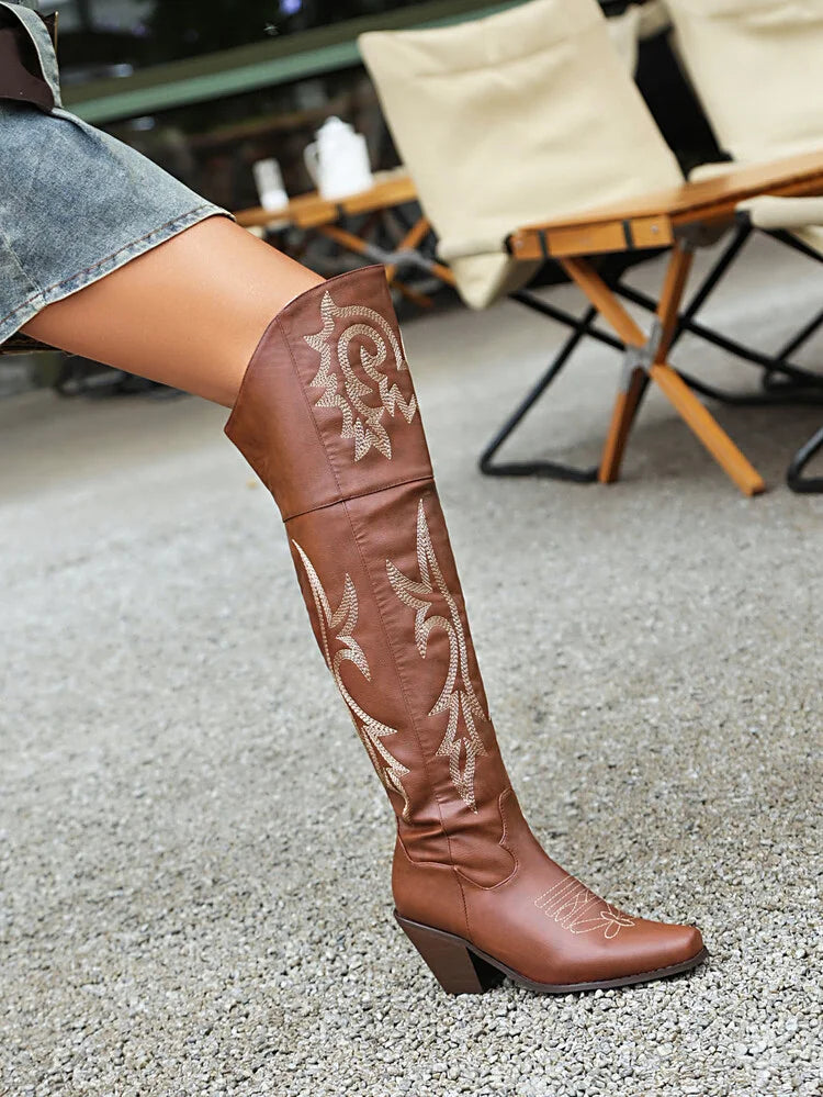 Tall Cowboy Boots - Faded Style