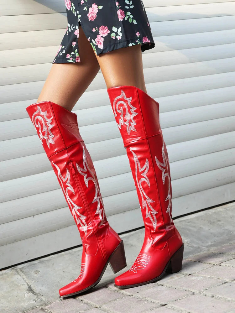 Tall Cowboy Boots - Faded Style