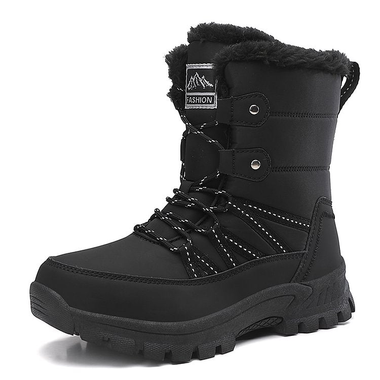 Women Anti-slip Fur Warm Waterproof Snow Boots Mid Calf