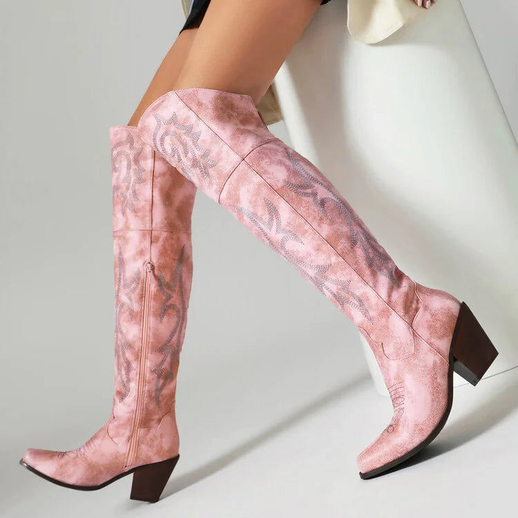 Tall Cowboy Boots - Faded Style