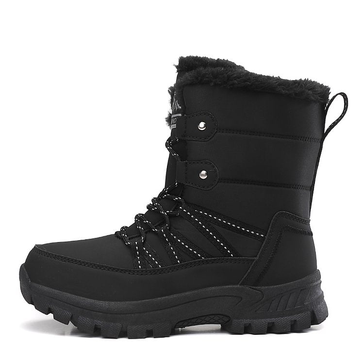 Women Anti-slip Fur Warm Waterproof Snow Boots Mid Calf
