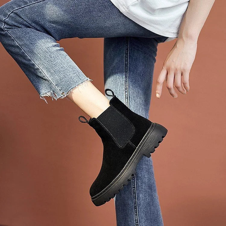Women Orthopedic Ankle Boots Chunky Sole