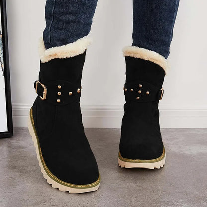 Non Slip Snow Ankle Boots Warm Fur Lined Slip on Booties