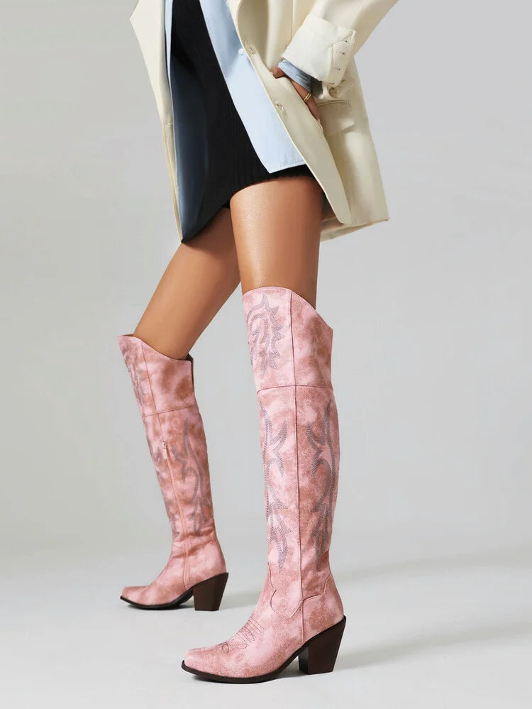 Tall Cowboy Boots - Faded Style