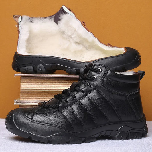 Winter Boots - Waterproof Fur Lined Leather Boots for Men